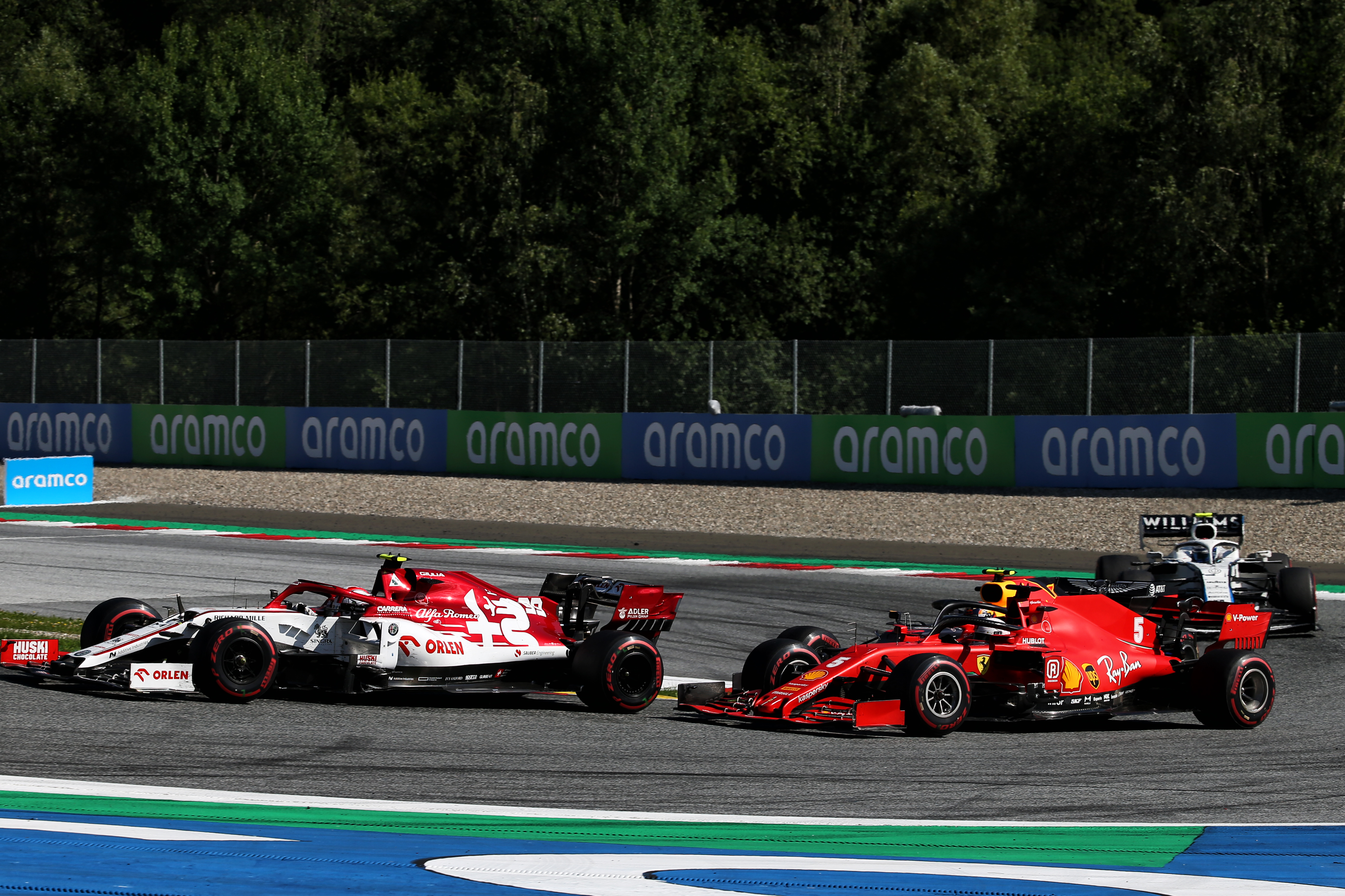 Antonio Giovinazzi Alfa Romeo Sebastian Vettel Ferrari Austrian GP 2020
