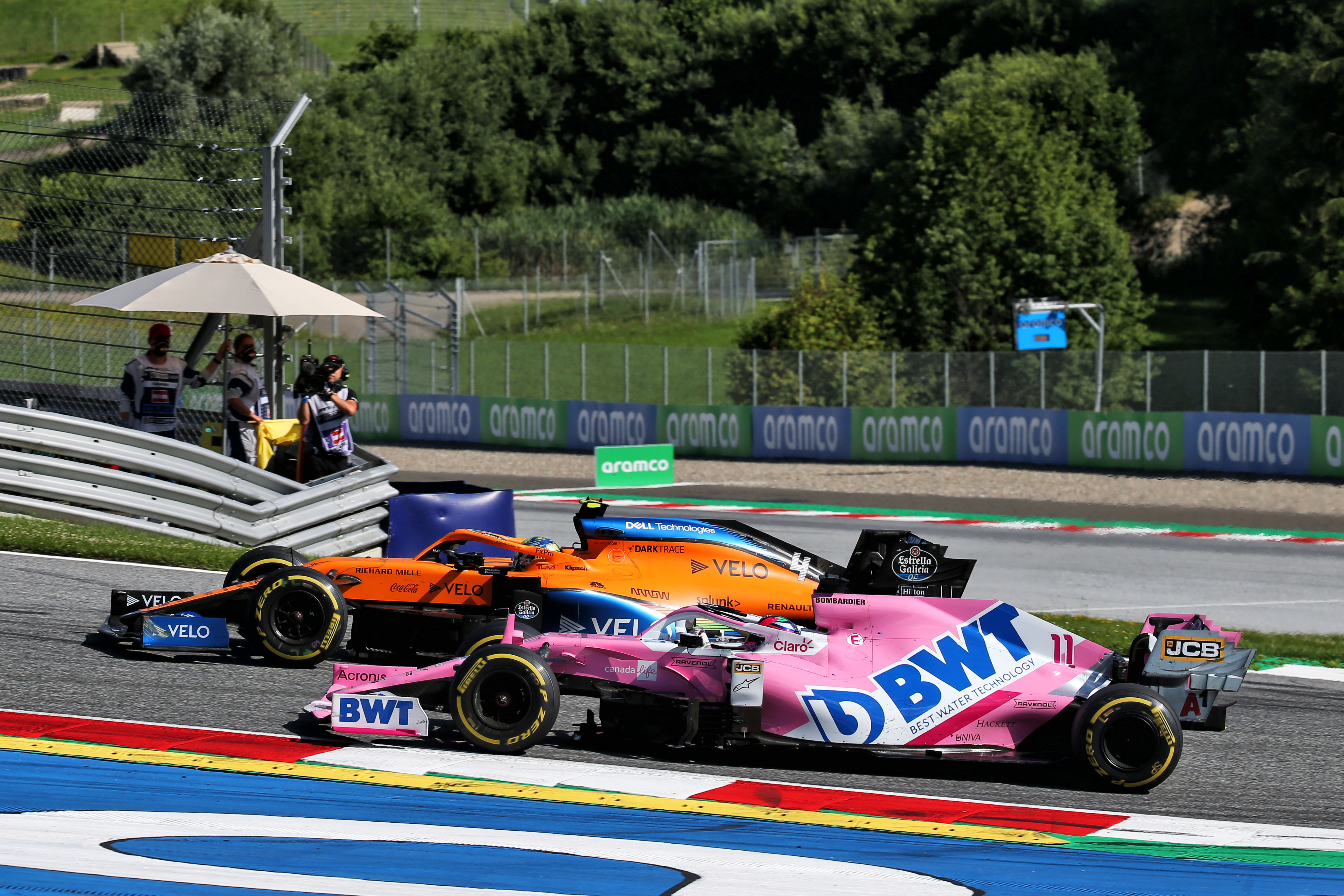 Lando Norris Sergio Perez McLaren Racing Point Austria F1 2020