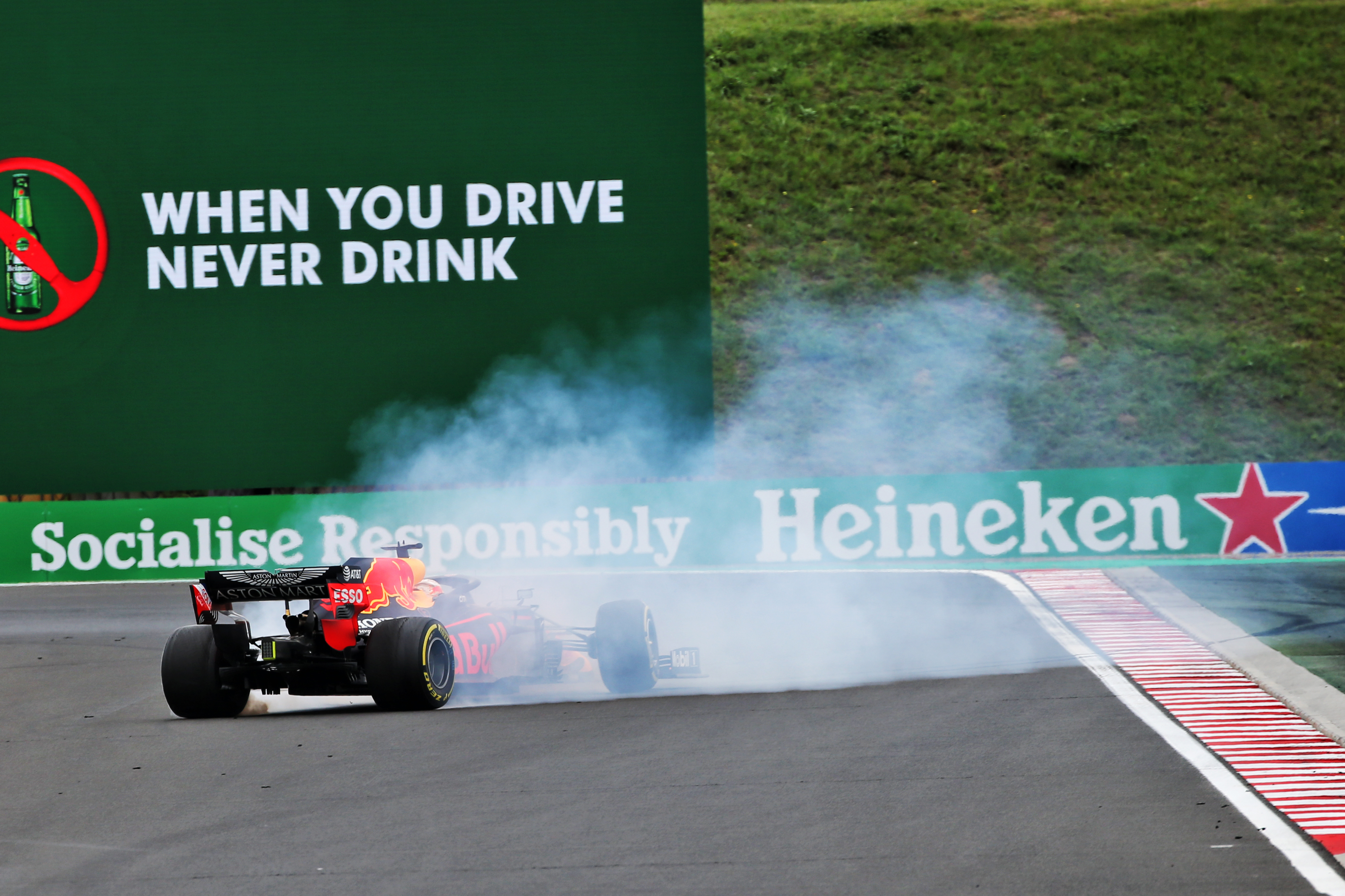 Max Verstappen Red Bull spin Hungarian Grand prix 2020