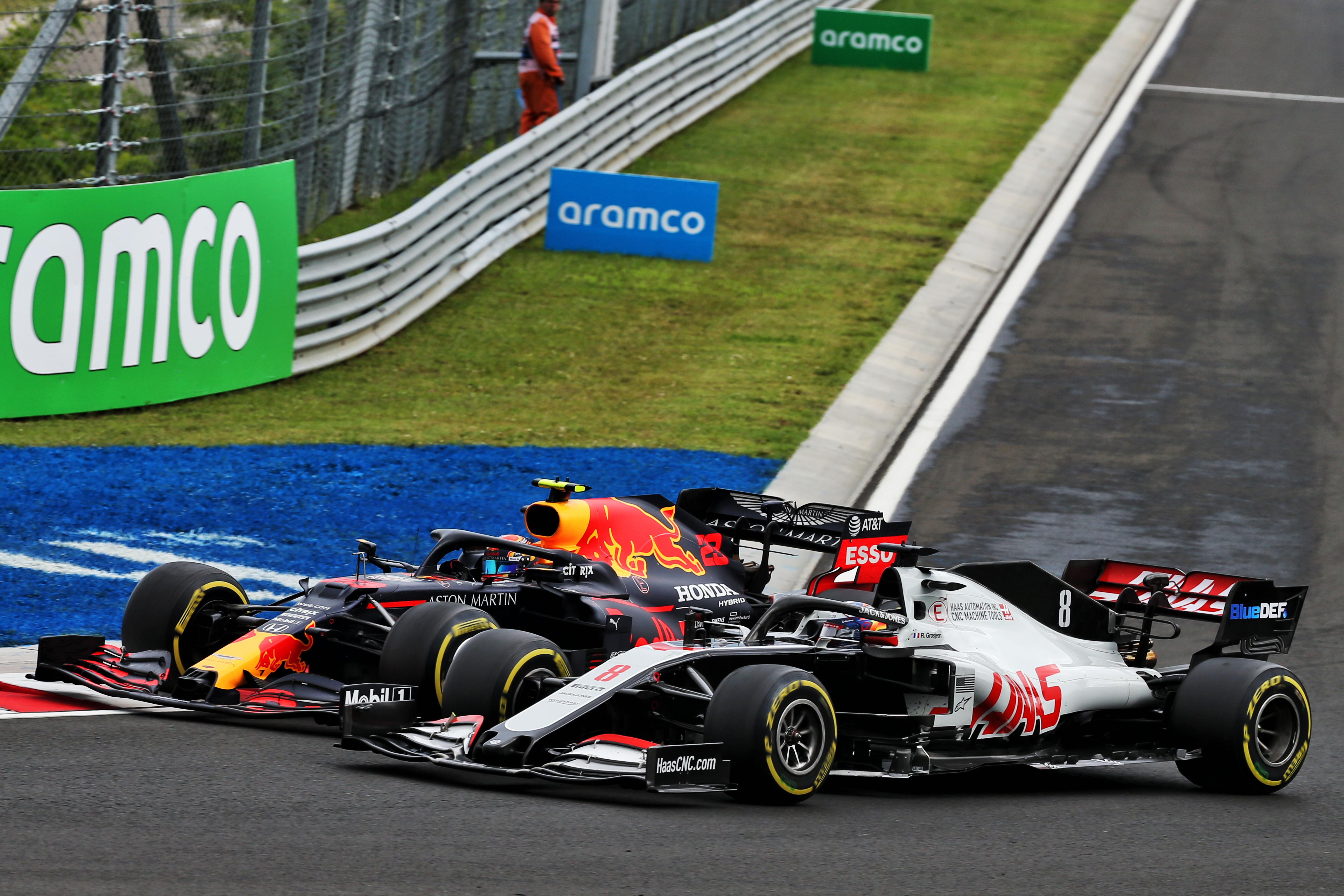 Alex Albon Red Bull Romain Grosjean Haas Hungarian Grand Prix 2020