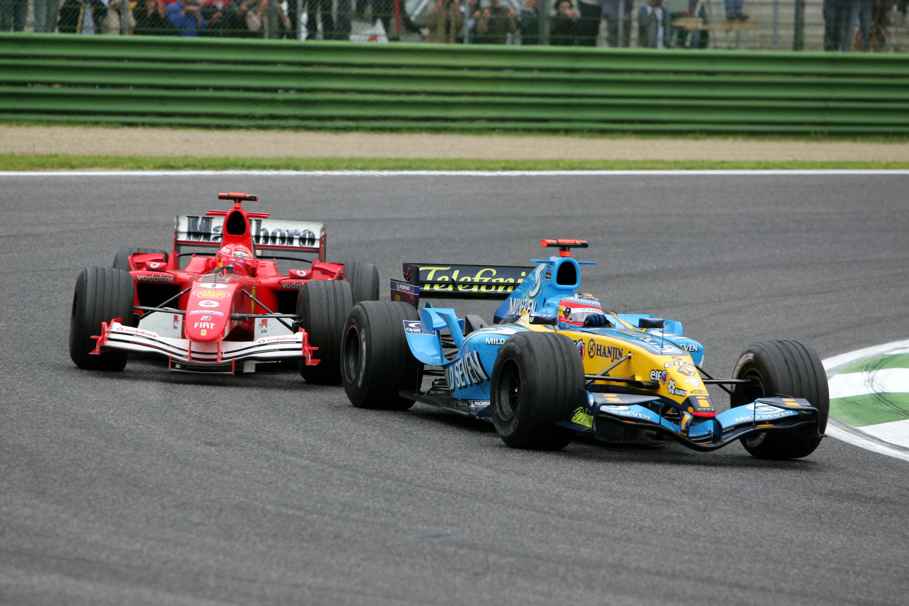 Fernando Alonso Renault Michael Schumacher Ferrari San Marino Grand Prix 2005 Imola