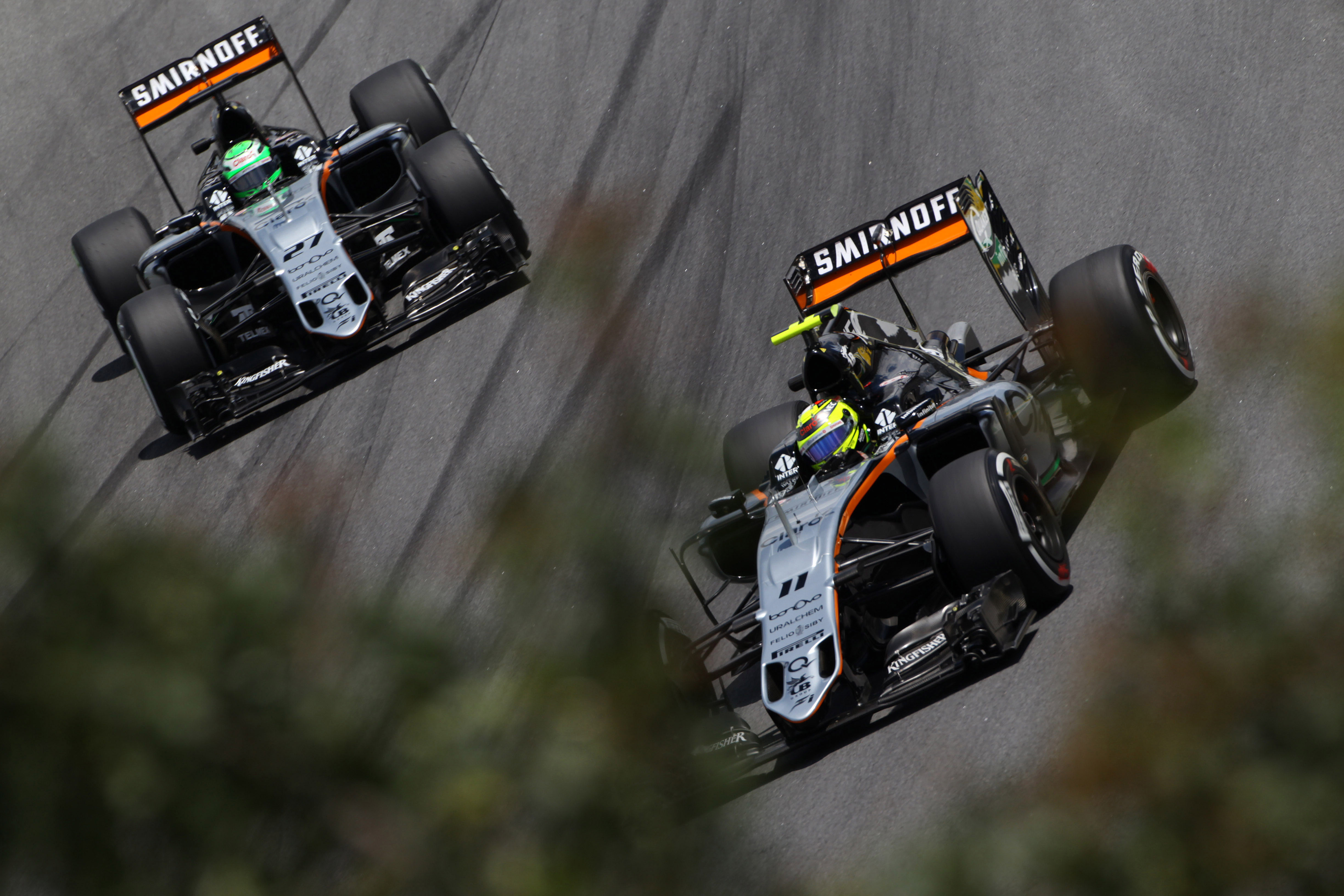 Sergio Perez Nico Hulkenberg Force India Brazilian Grand Prix 2016 Interlagos