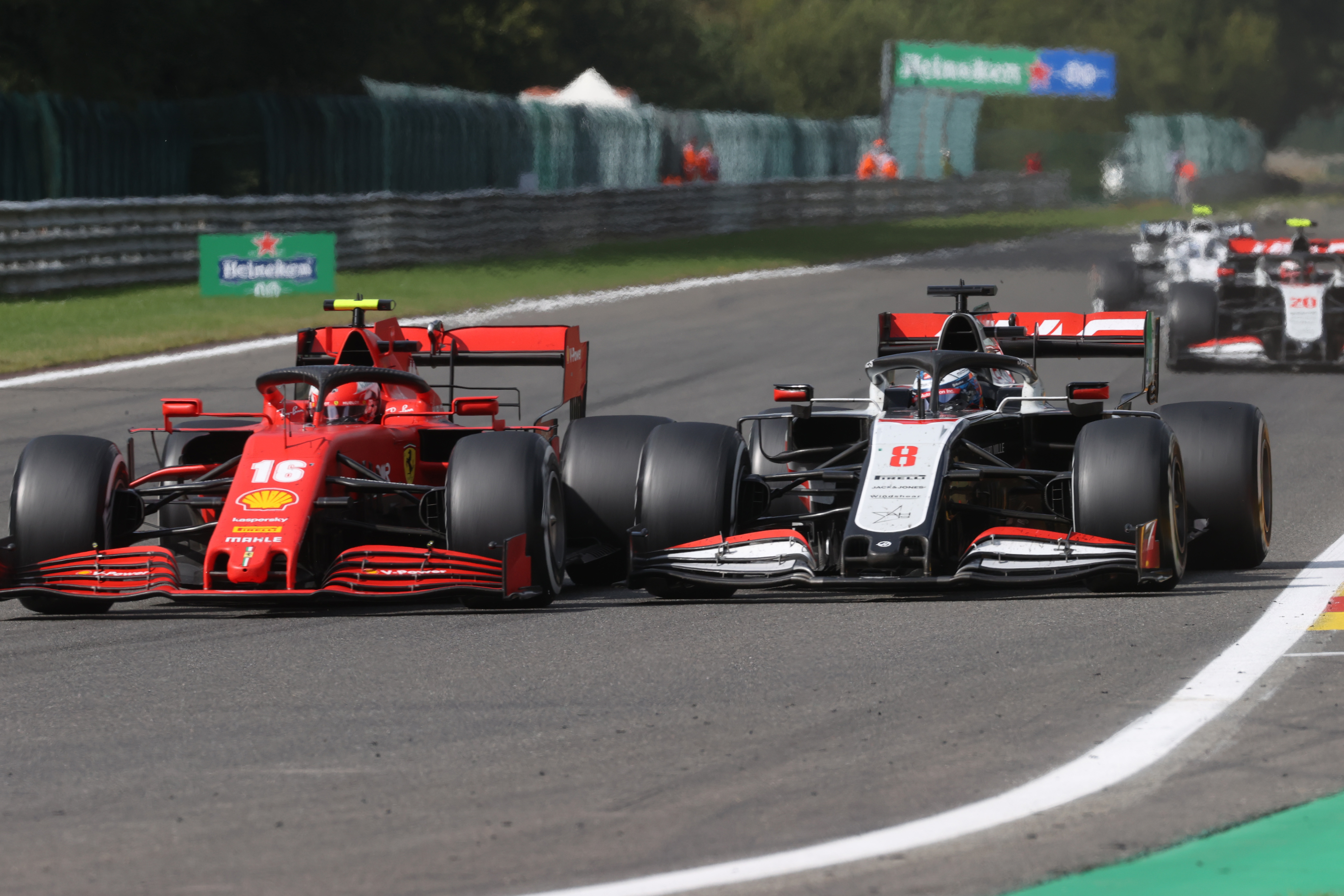 Charles Leclerc Romain Grosjean Ferrari Haas F1 Spa 2020