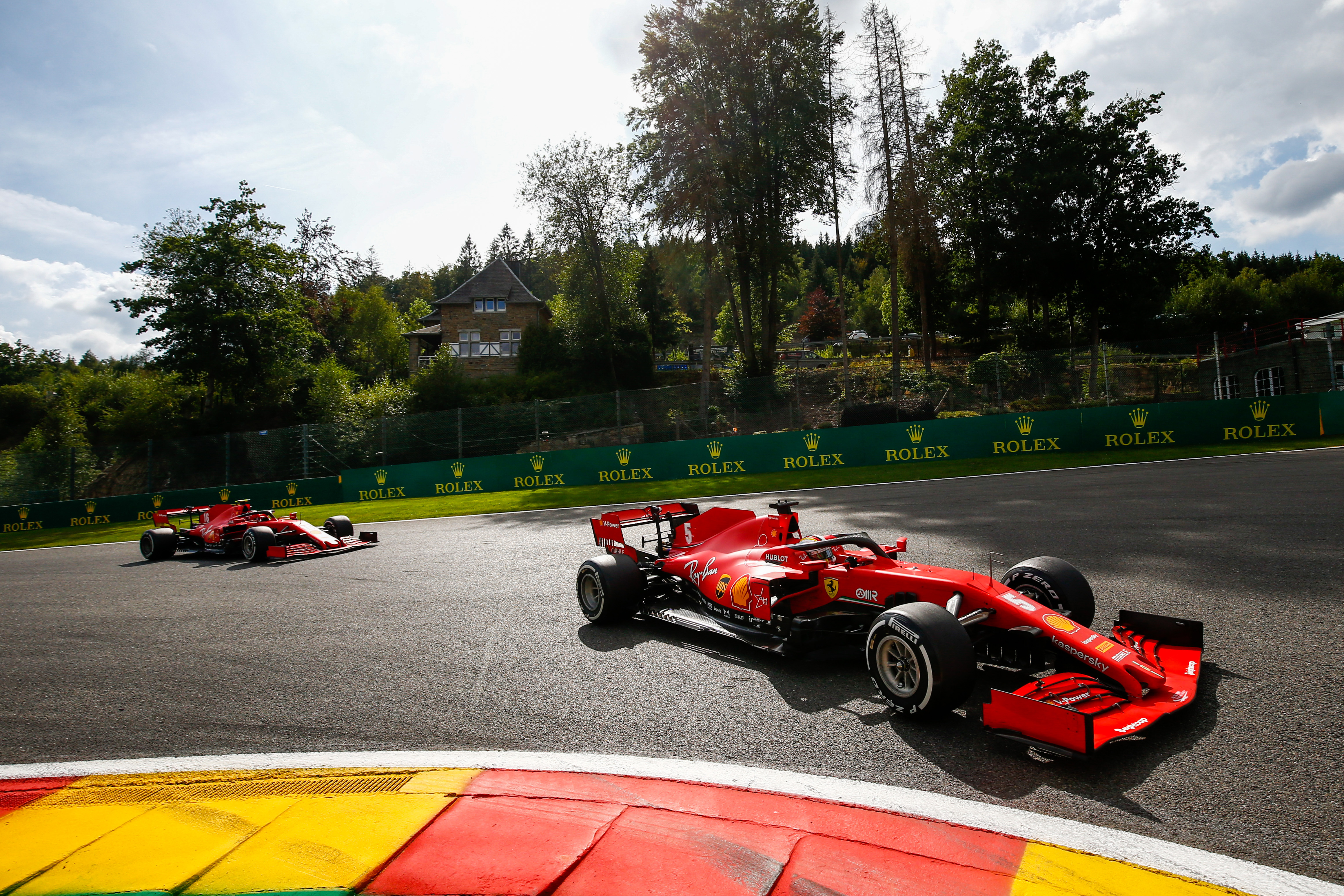 Sebastian Vettel Charles Leclerc Ferrari F1 Spa 2020