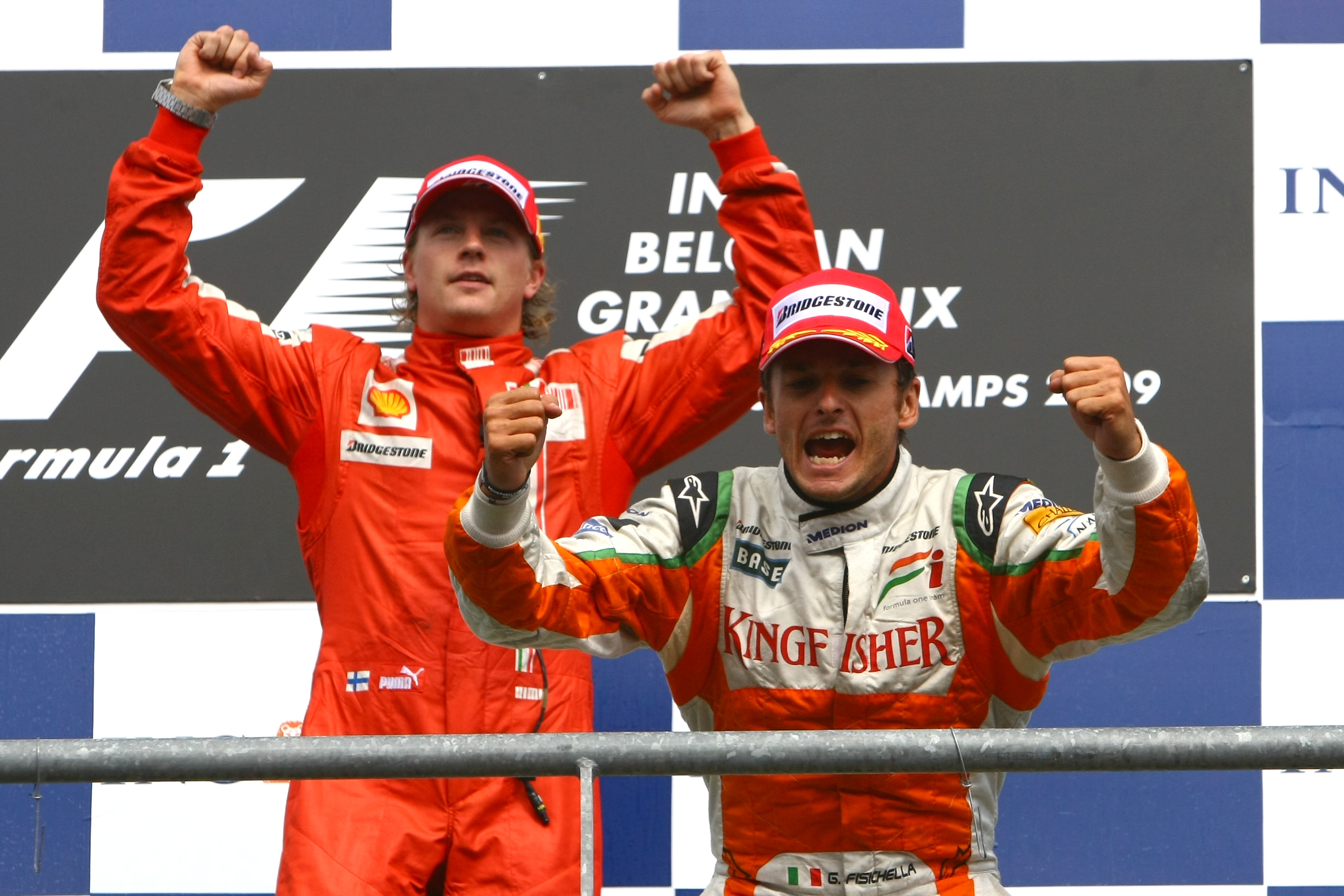 Kimi Raikkonen Giancarlo Fisichella Ferrari Force India F1 2009 Belgian Grand Prix Spa