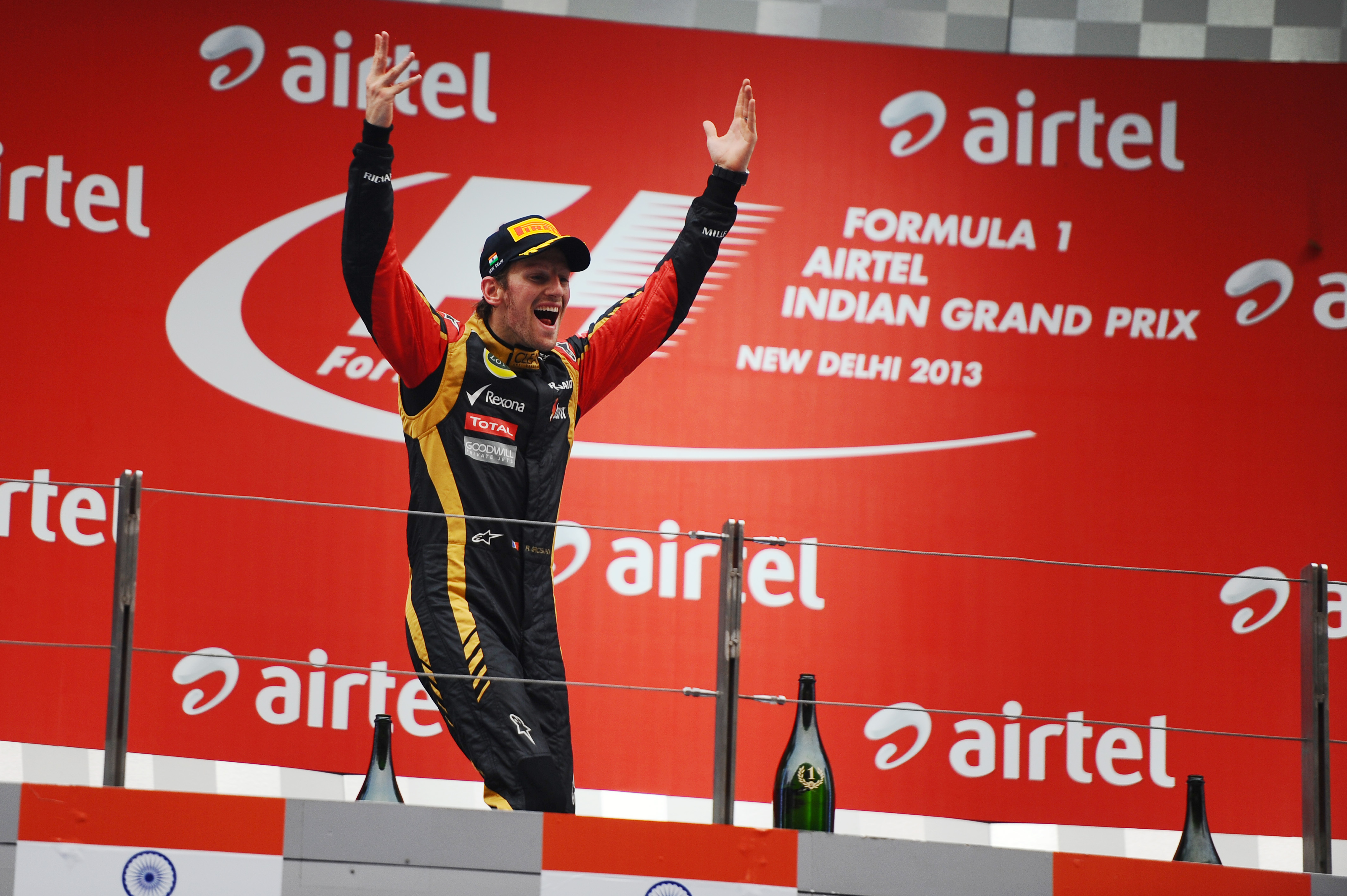 Romain Grosjean podium 2013