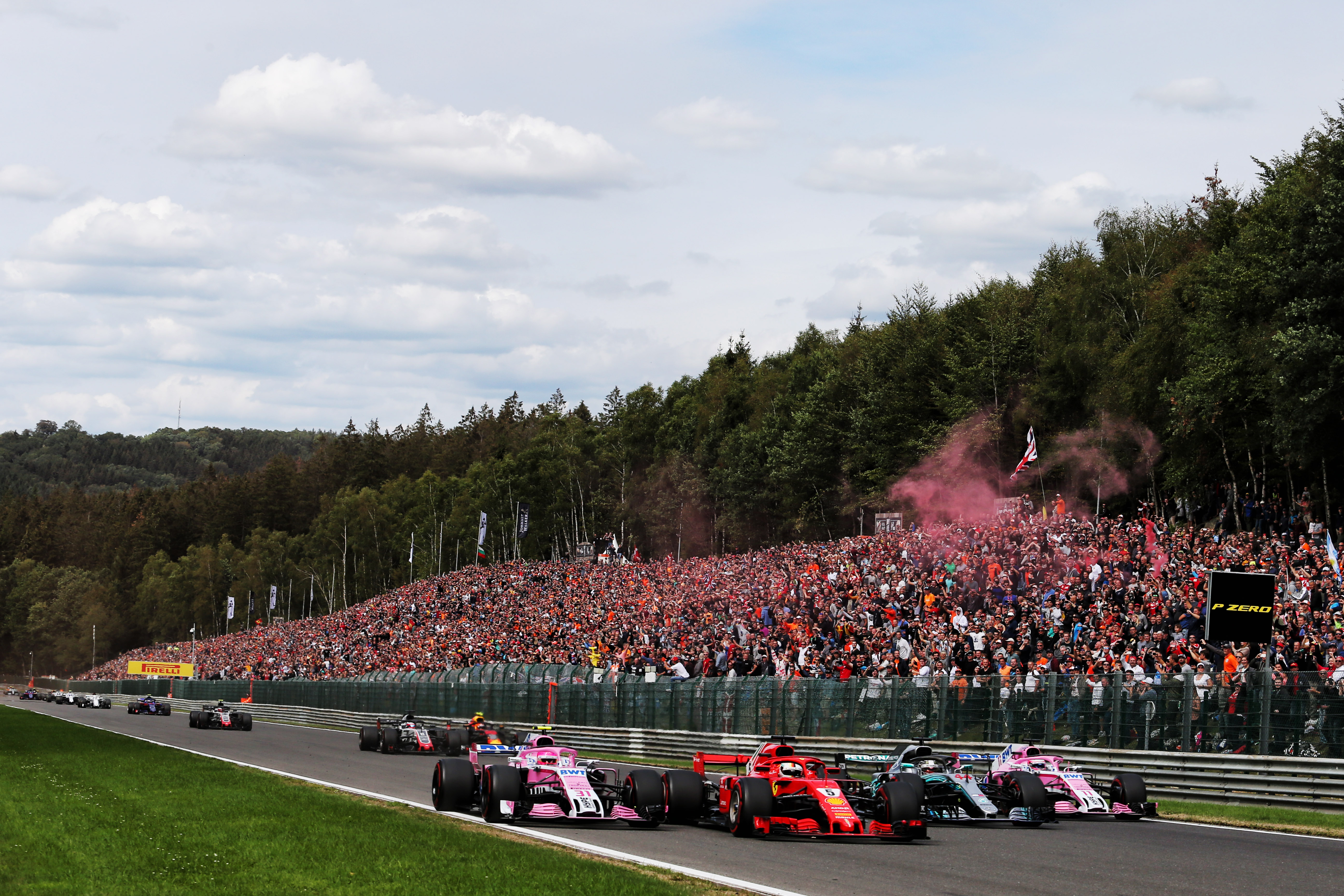 2018 Belgian GP F1 start Racing Point Ferrari Mercedes Belgian GP