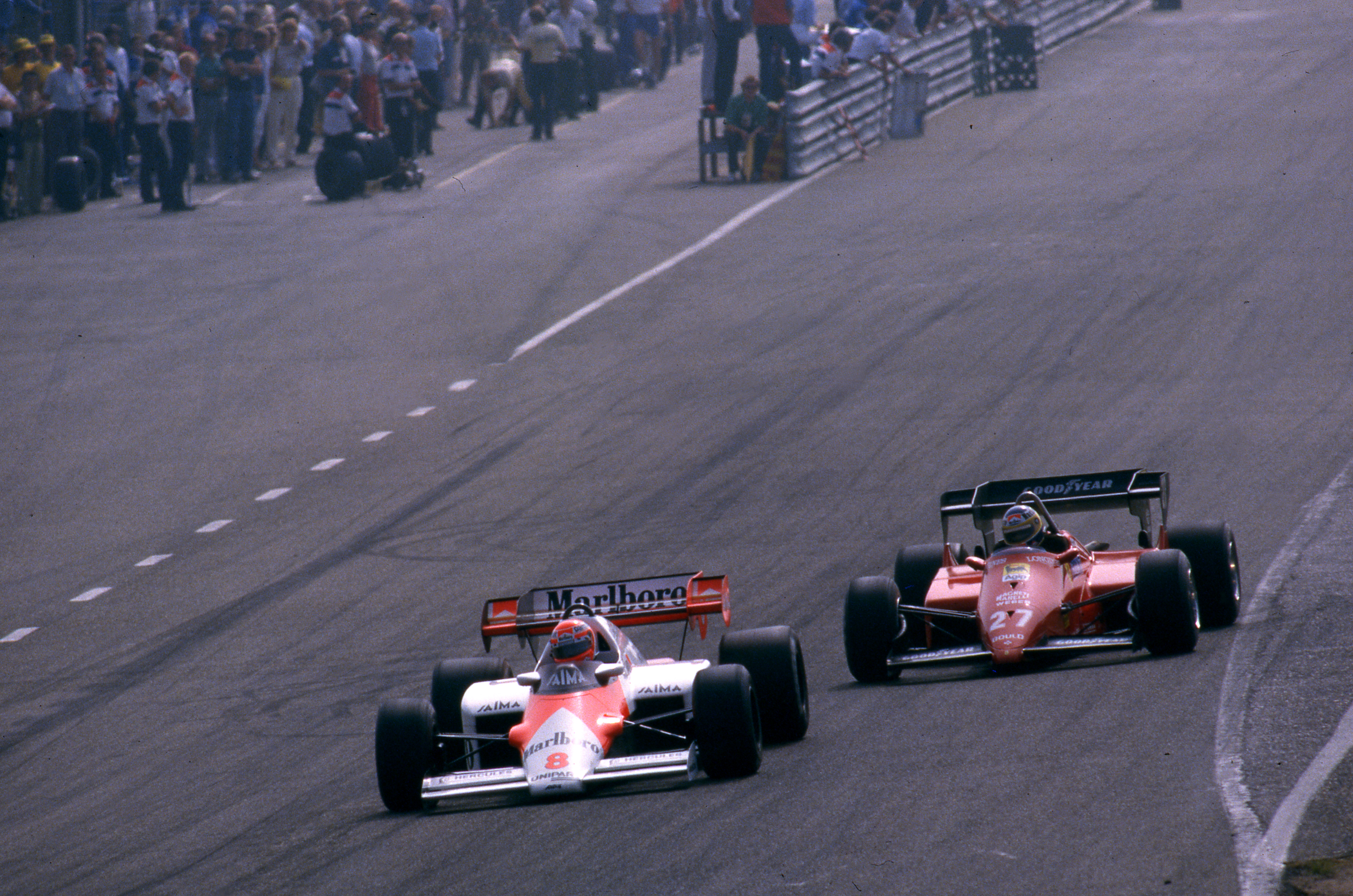 Niki Lauda McLaren Michele Alboreto Ferrari Dutch Grand Prix 1984 Zandvoort