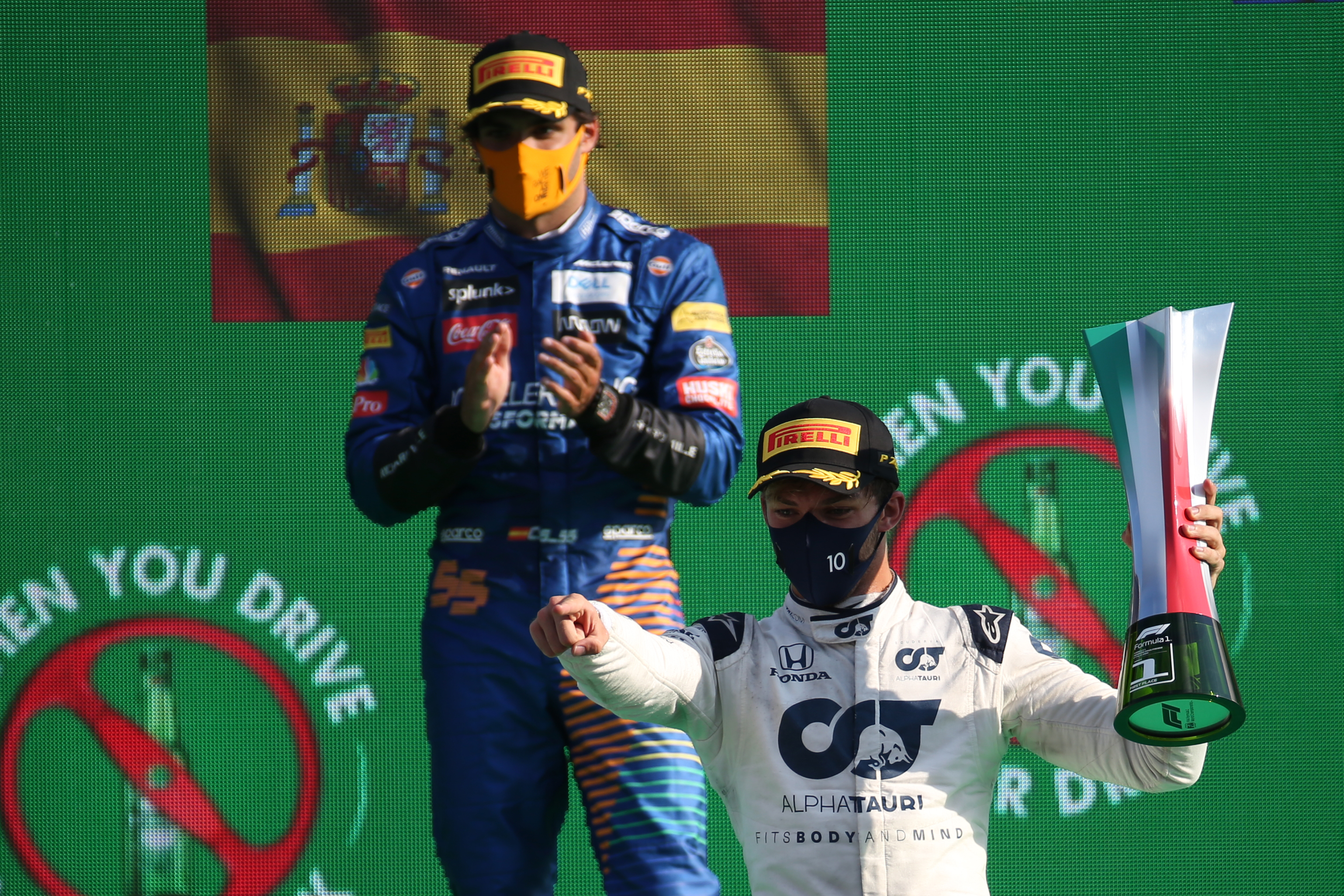 Carlos Sainz Jr Pierre Gasly Italian Grand Prix podium 2020