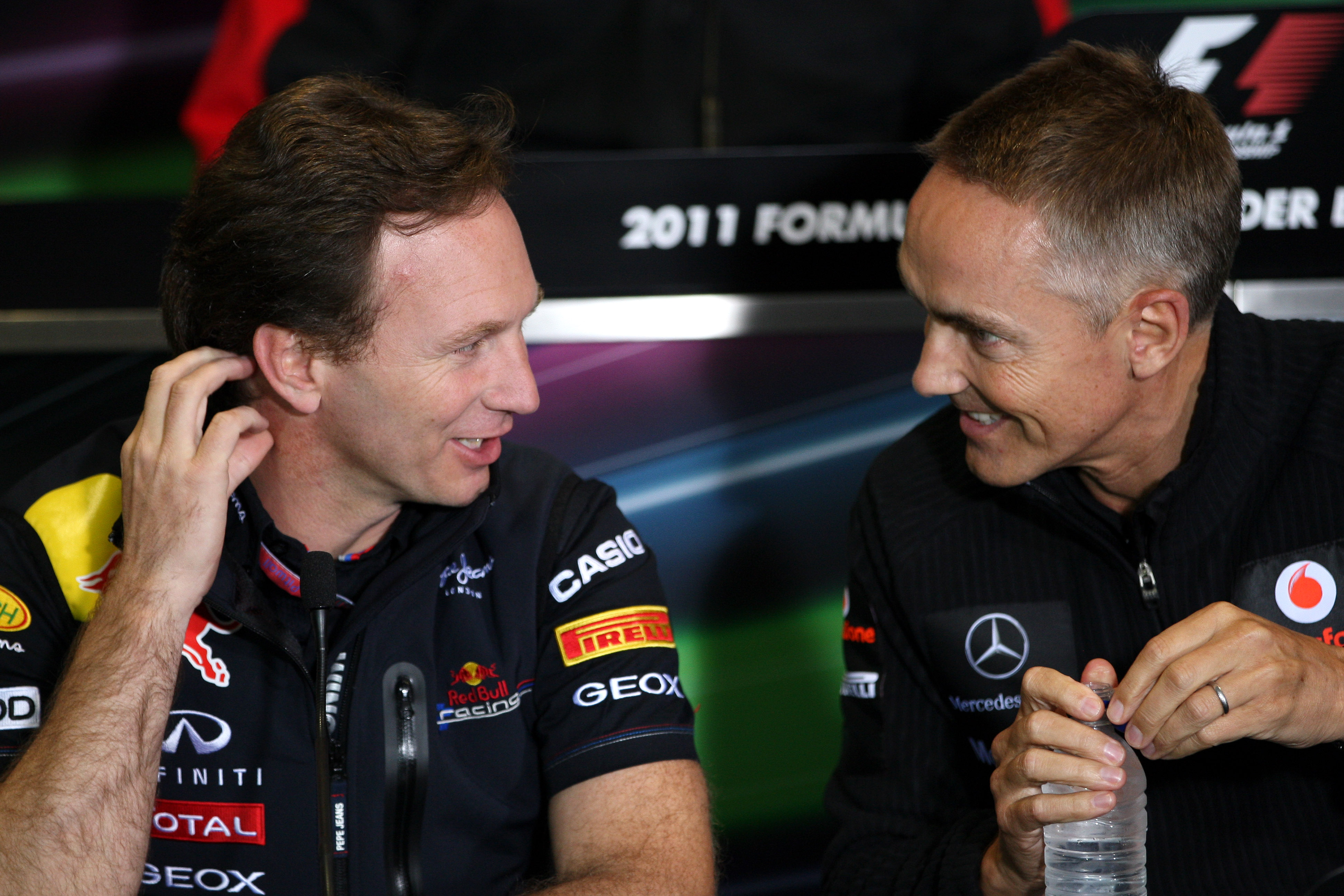 Christian Horner Red Bull Martin Whitmarsh McLaren F1 Silverstone 2011