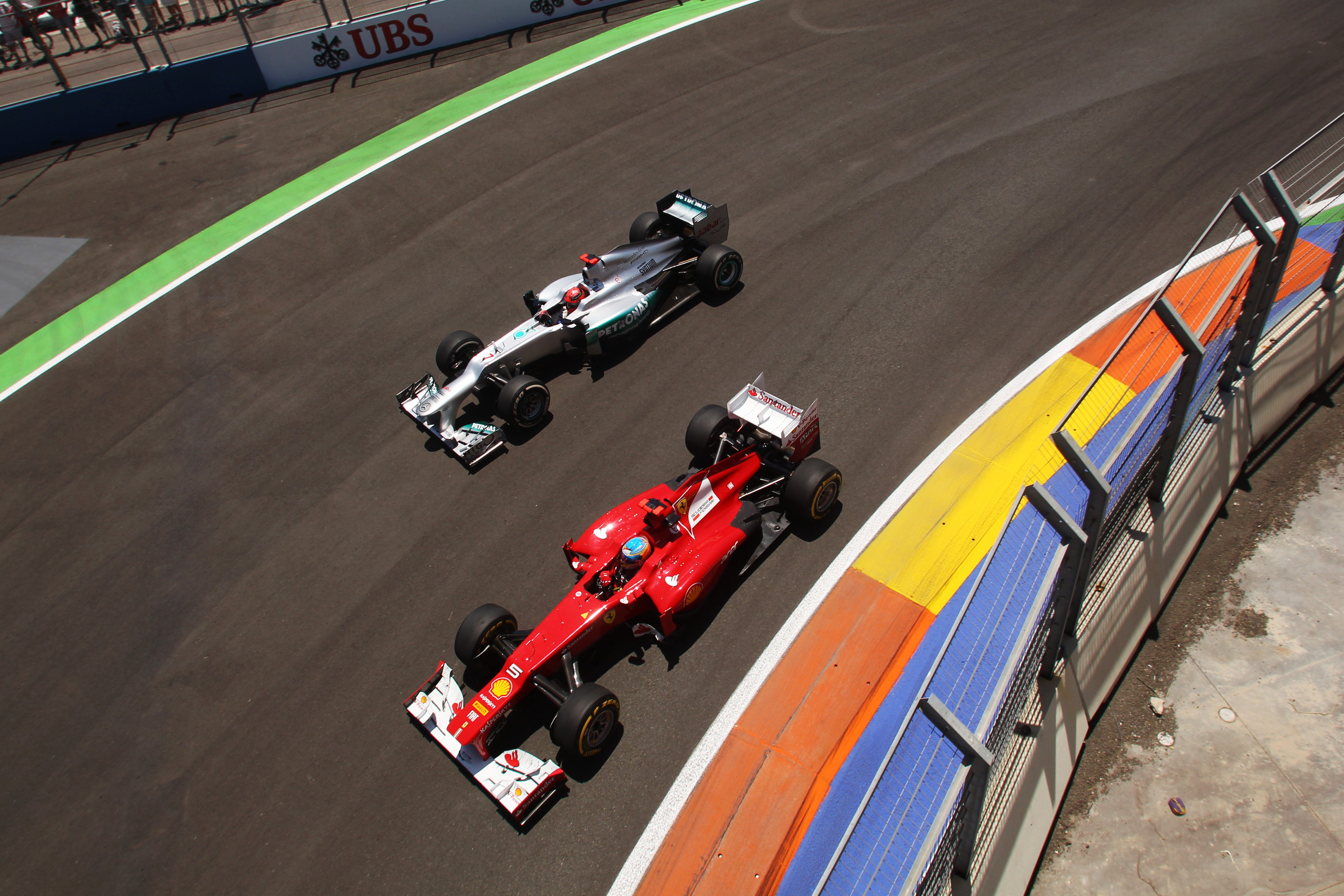 Fernando Alonso Ferrari Michael Schumacher Mercedes Valencia 2012