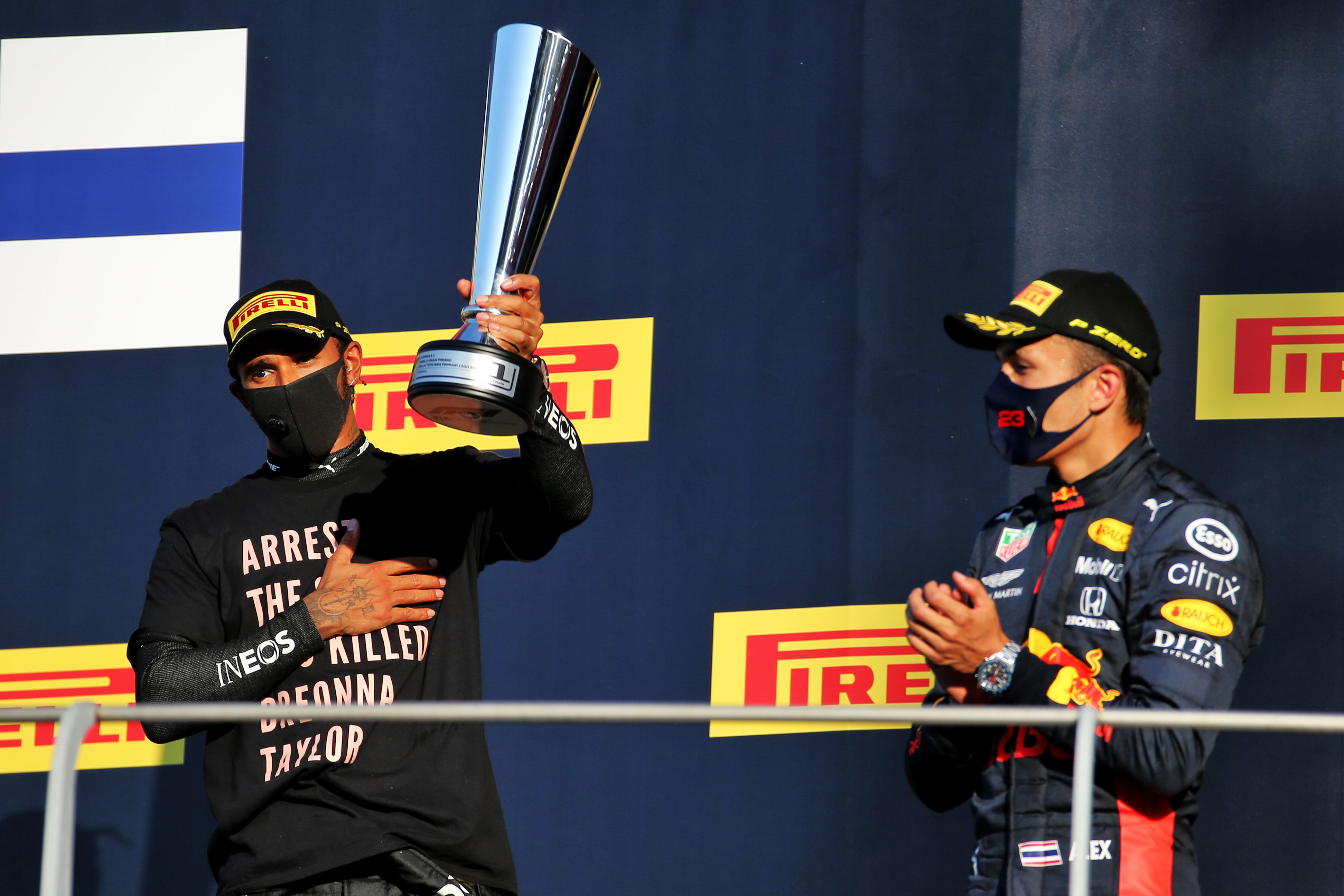 Lewis Hamilton Alex Albon Mugello podium 2020