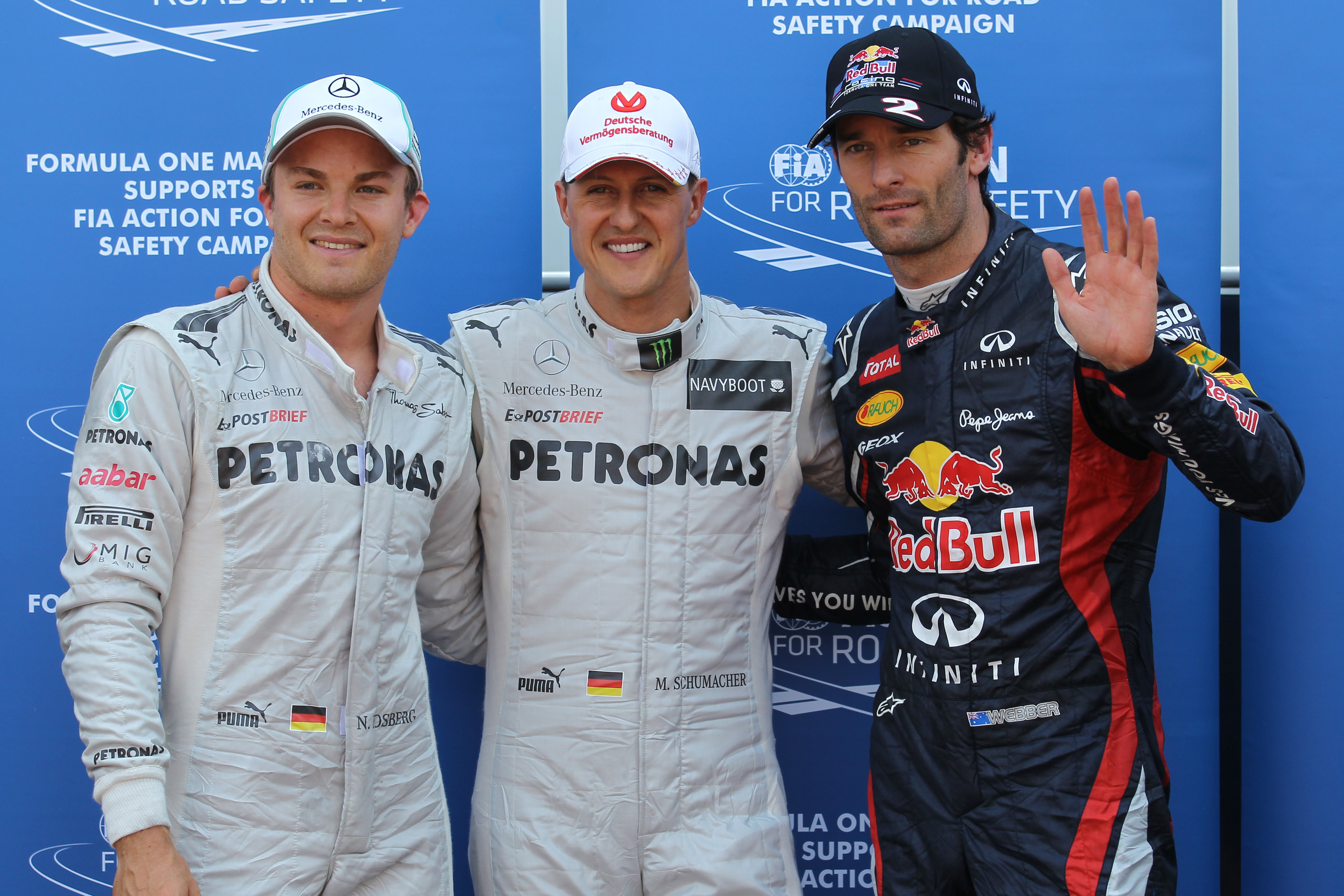 Michael Schumacher Nico Rosberg Mark Webber Monaco F1 qualifying 2012