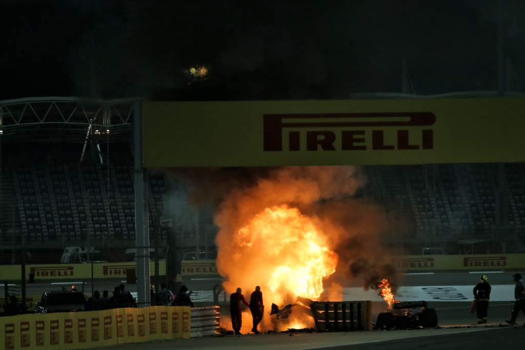 Romain Grosjean crash, Haas, Bahrain GP, F1 2020