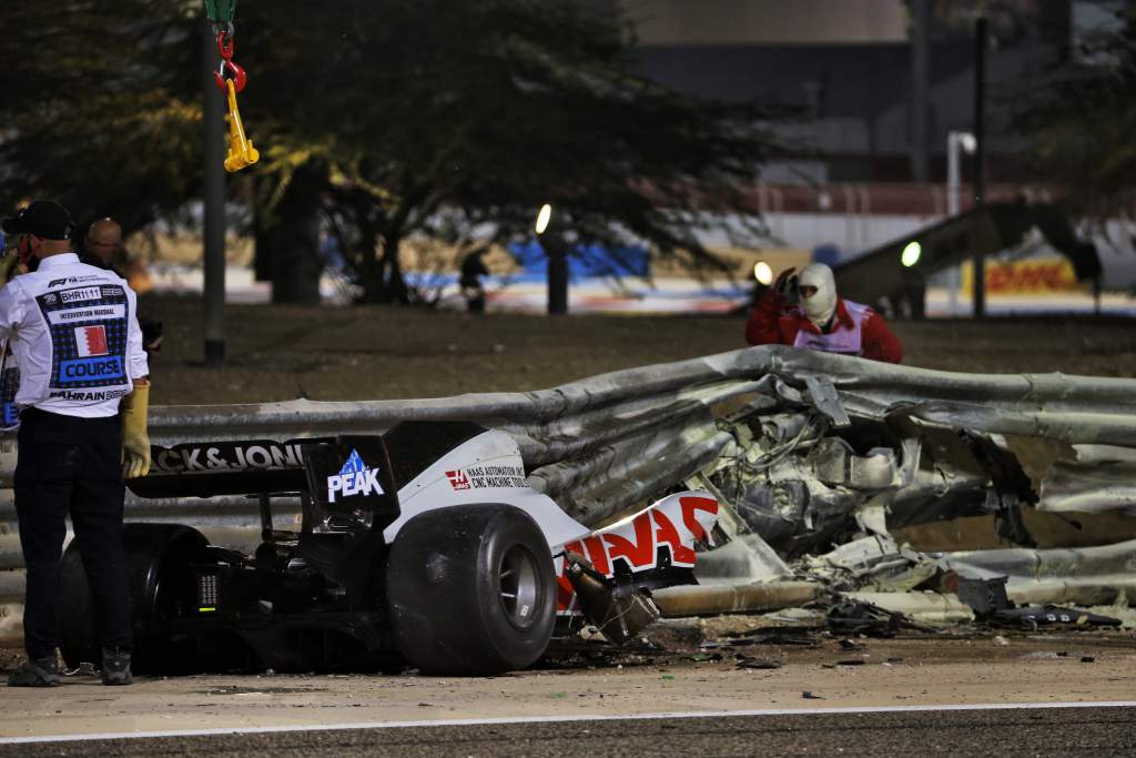 Romain Grosjean Haas crash Bahrain Grand Prix 2020