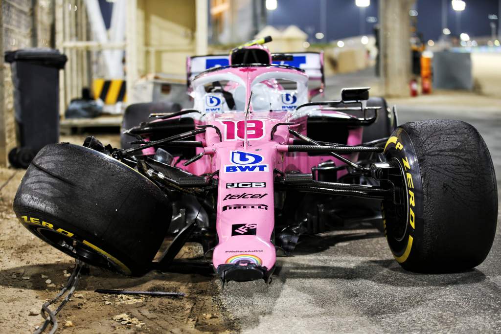 Lance Stroll Racing Point damage Bahrain Grand Prix 2020