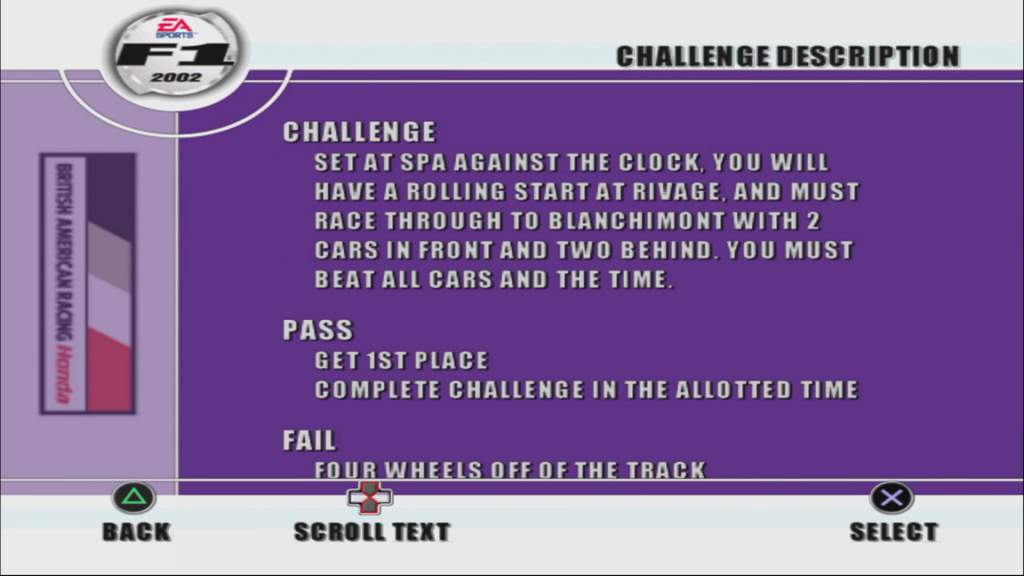 Ea F1 2002 Challenge Mode