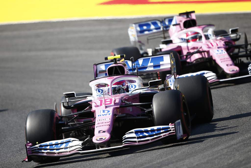 Lance Stroll, Racing Point Rp20, Leads Sergio Perez, Racing Point Rp20