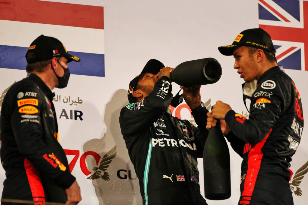 Max Verstappen Lewis Hamilton Alex Albon Bahrain GP F1 podium 2020