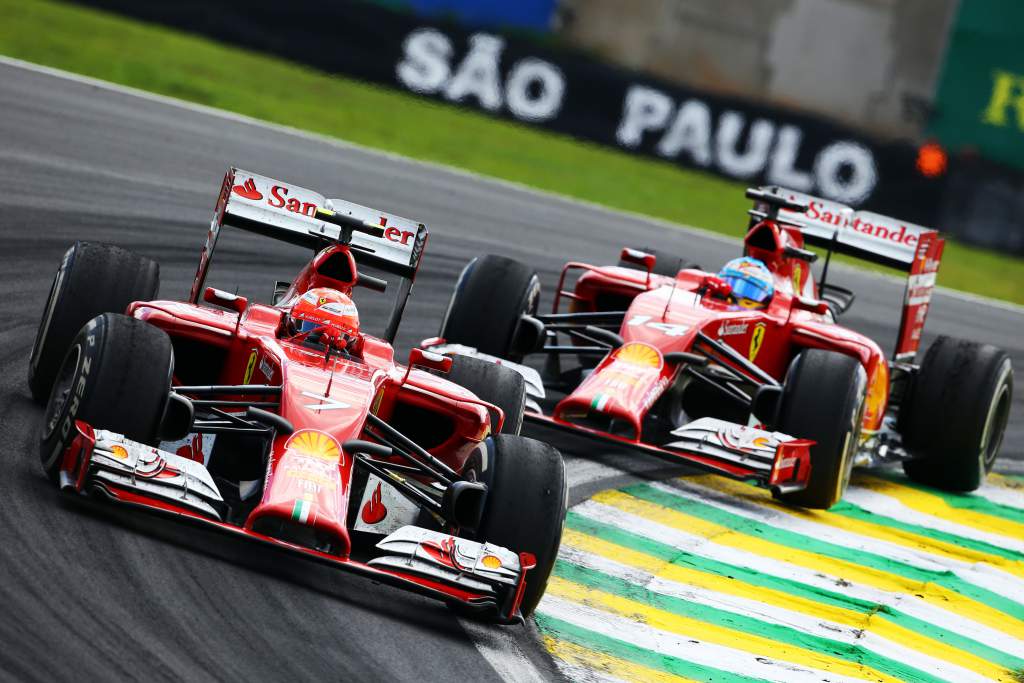 Kimi Raikkonen Fernando Alonso Ferrari Brazilian Grand Prix 2014 Interlagos