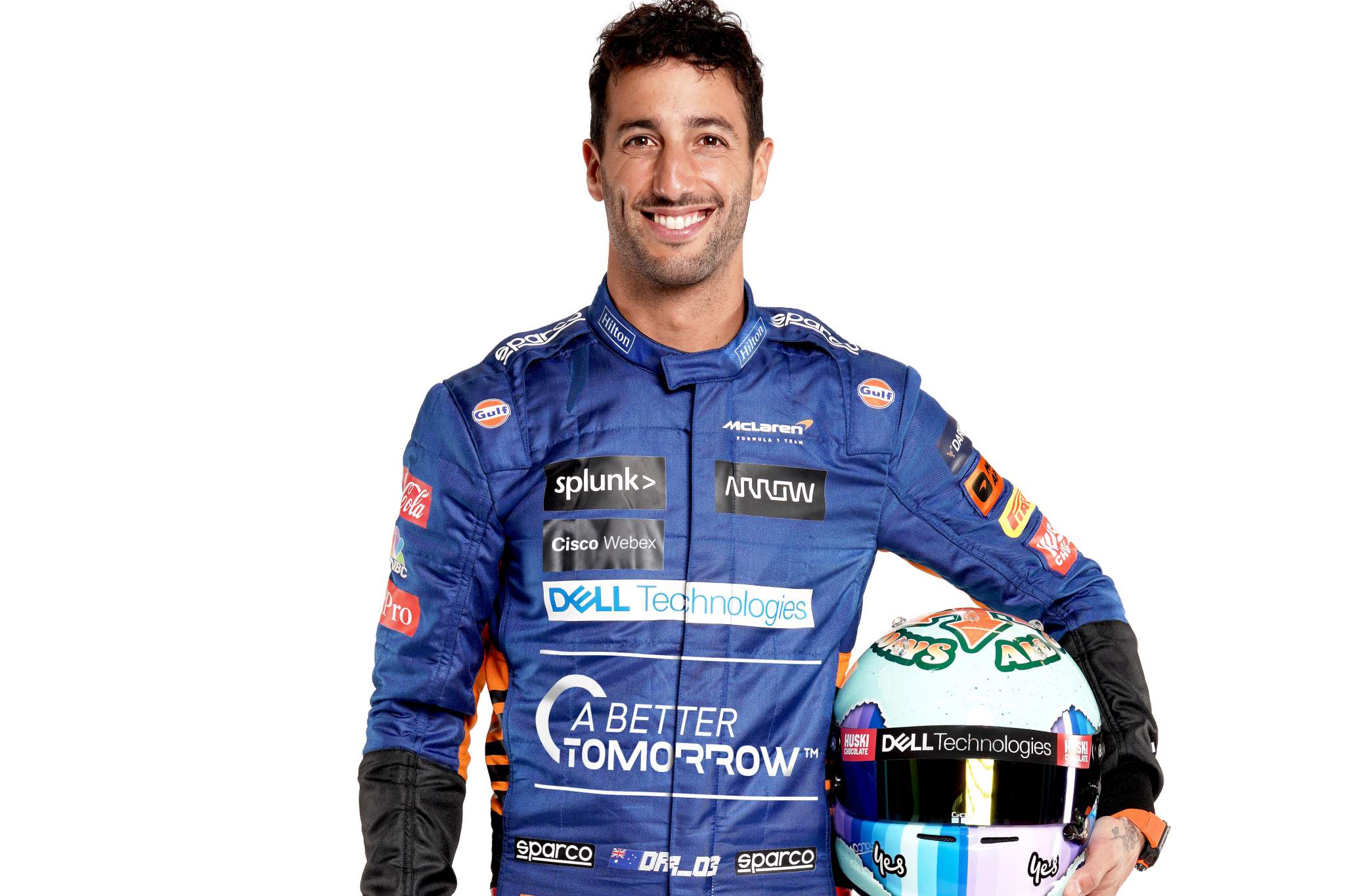 Daniel Ricciardo Portrait Front On With Helmet