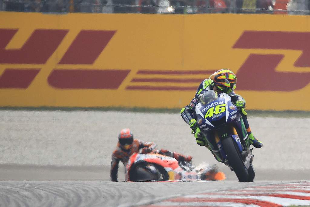 Valentino Rossi Marc Marquez Sepang MotoGP collision 2015