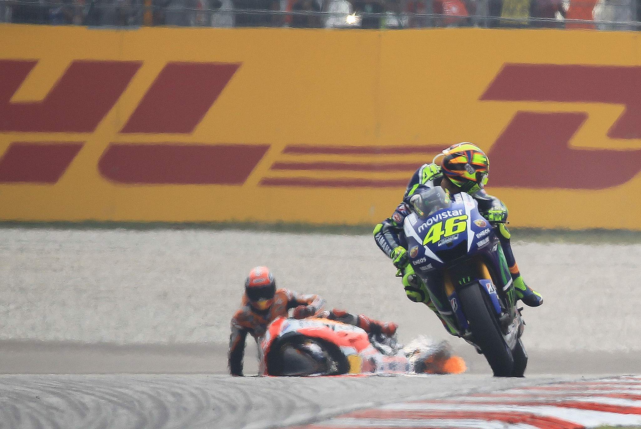 Valentino Rossi Marc Marquez Sepang MotoGP collision 2015