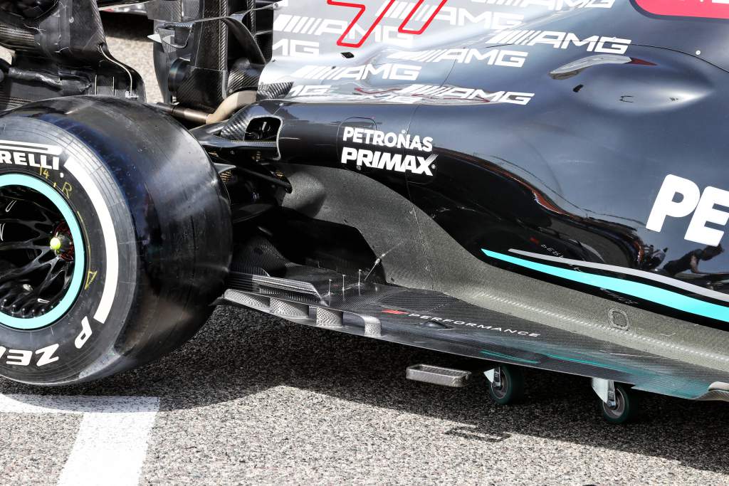 Mercedes’ hidden F1 floor design revealed as test begins