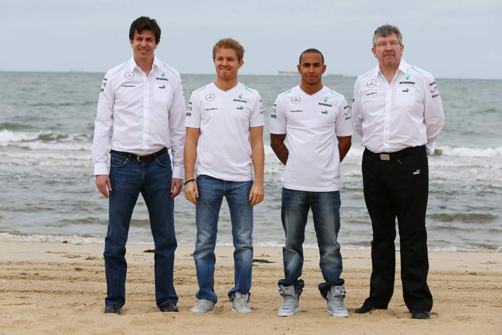 Toto Wolff Nico Rosberg Lewis Hamilton Ross Brawn 2013