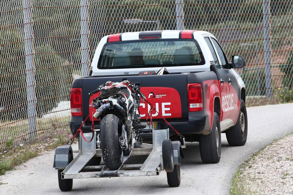 Takaaki Nakagami's crashed Honda Portimao MotoGP