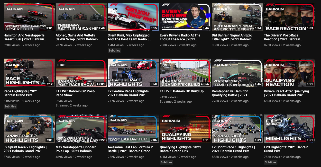 F1 Youtube Bahrain