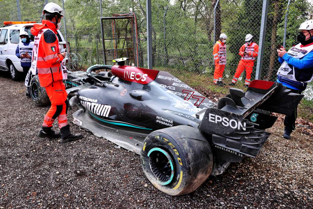 Valtteri Bottas' crashed Mercedes F1 car