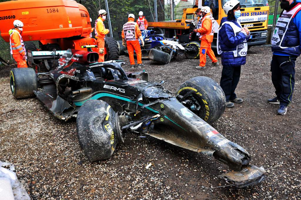 Valtteri Bottas' crashed Mercedes F1 car