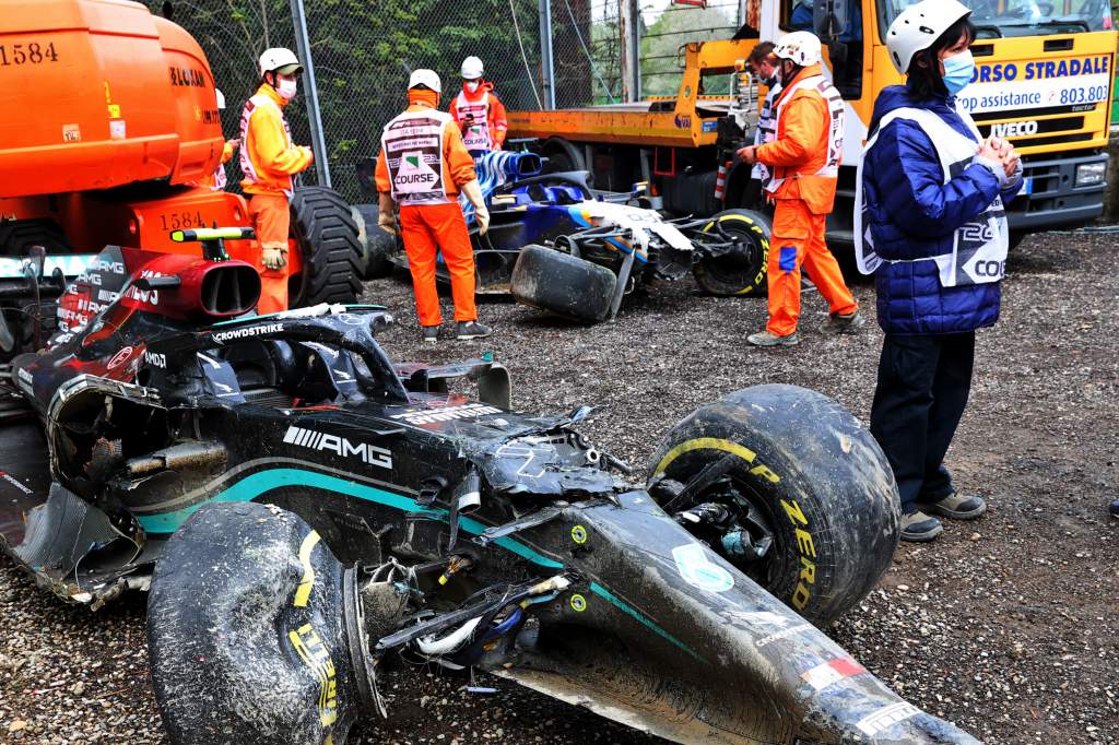 Valtteri Bottas George Russell crash Imola 2021