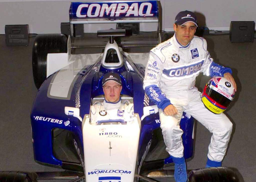 Ralf Schumacher Mit Seinem Teamkollegen Juan Pablo Montoya Heute Bei Vorstellung Des Neuen Formel Bmw Williams Fw23