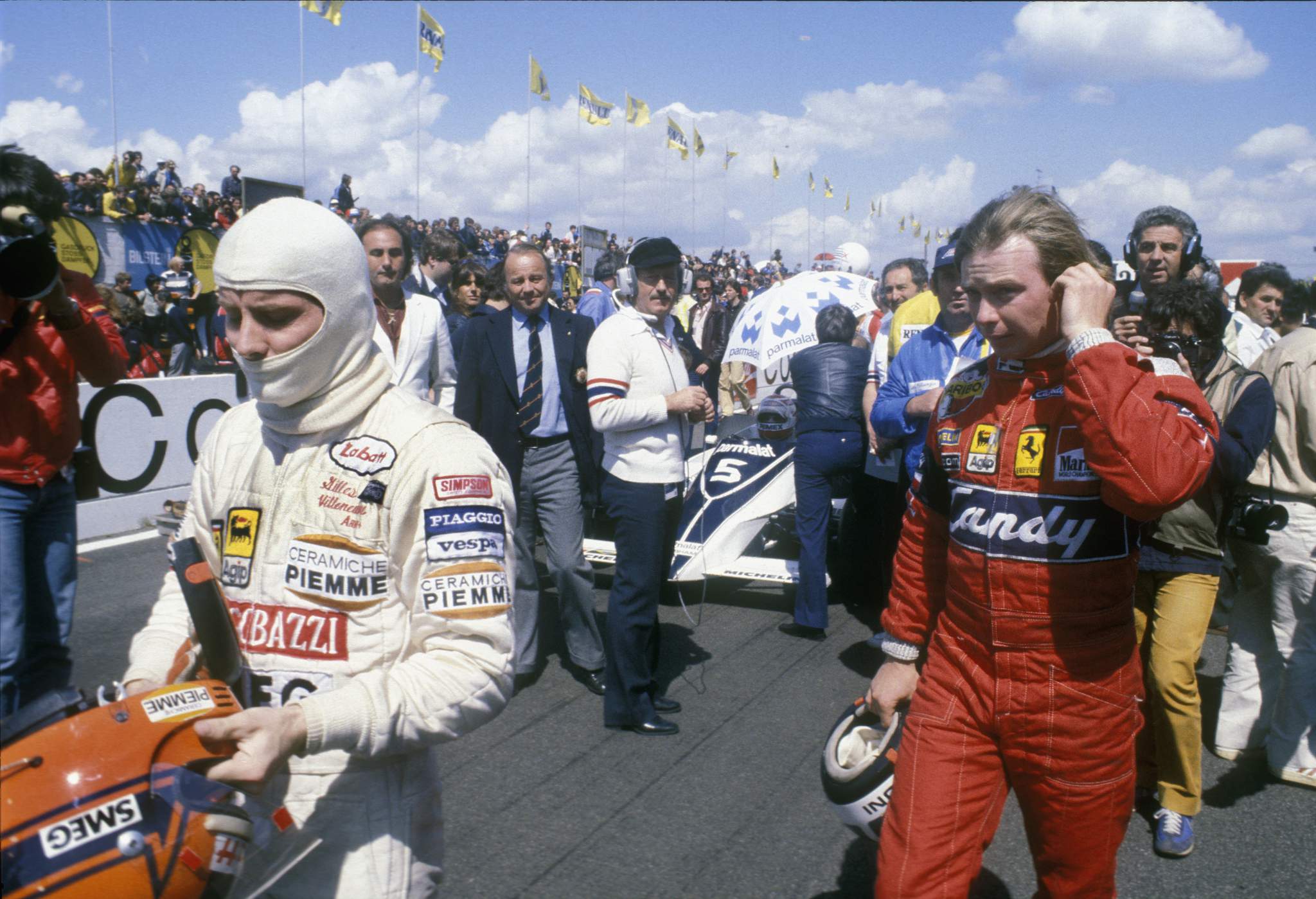 Gilles Villeneuve Didier Pironi Zolder 1981 F1 grid protest