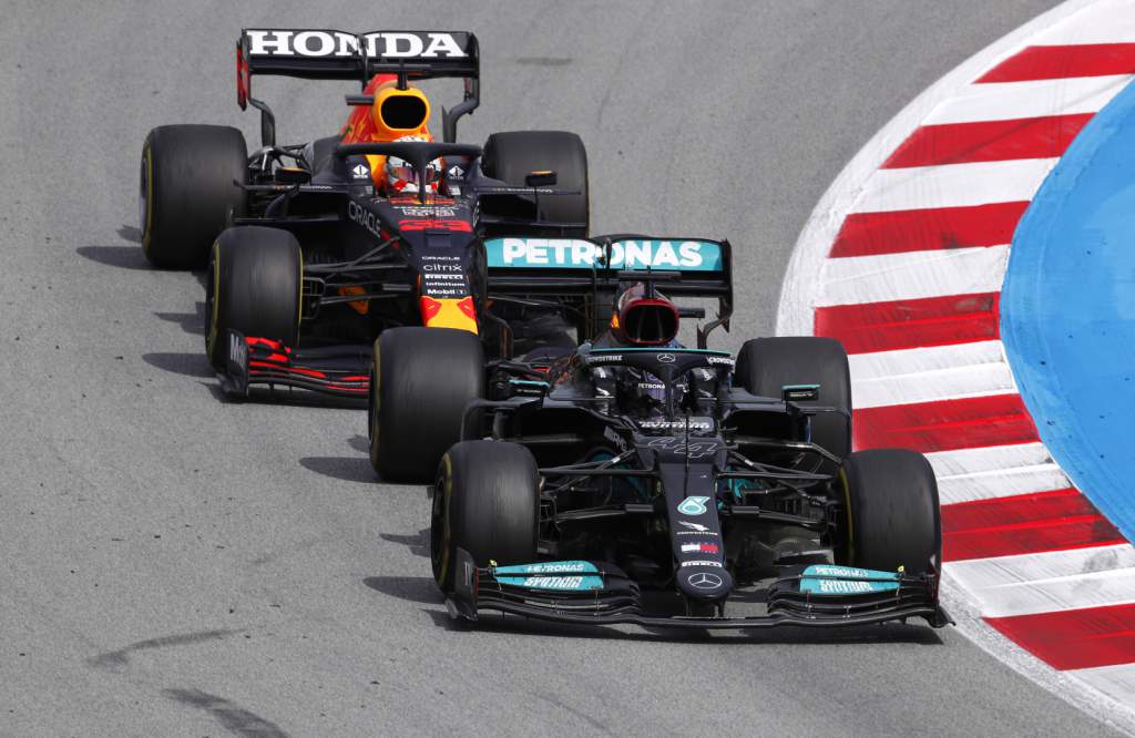 Spanish GP F1 Verstappen Hamilton Red Bull Mercedes