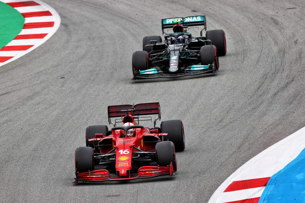 Charles Leclerc Ferrari Valtteri Bottas Mercedes Spanish Grand Prix 2021 Barcelona