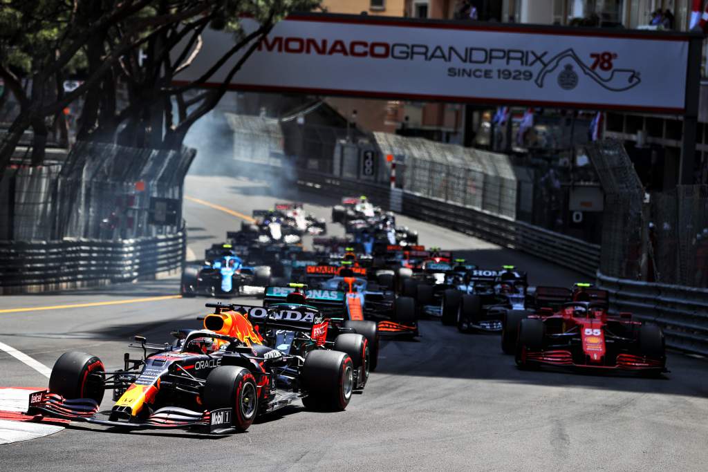 Max Verstappen Red Bull F1 2021 leads Monaco GP start 