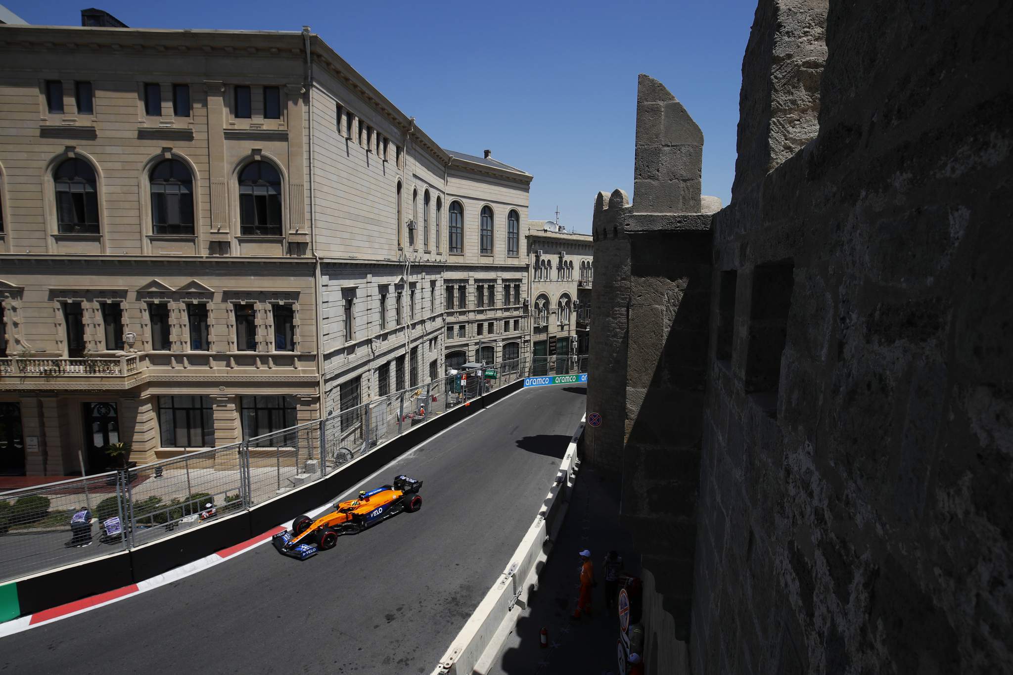 Lando Norris, Mclaren Mcl35m Side On Entering Corner