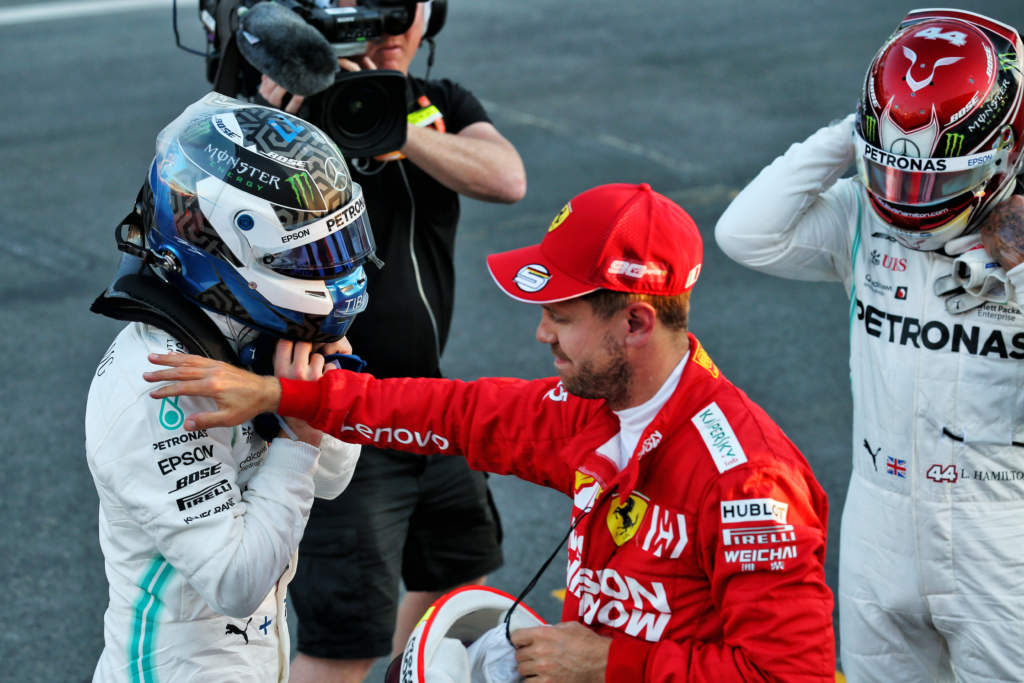 Sebastian Vettel Ferrari Valtteri Bottas Mercedes F1