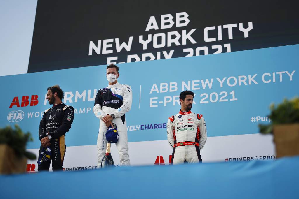 Jean-Eric Vergne Maximilian Guenther Lucas di Grassi New York Formula E podium 2021