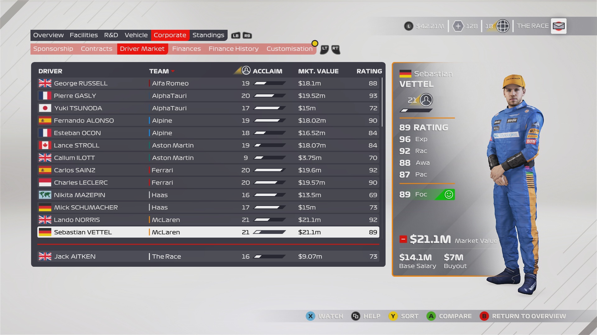 F1 2021 Increased Career Vettel Mclaren