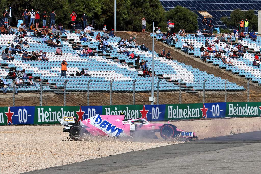 Lance Stroll crash Portuguese Grand Prix practice 2020