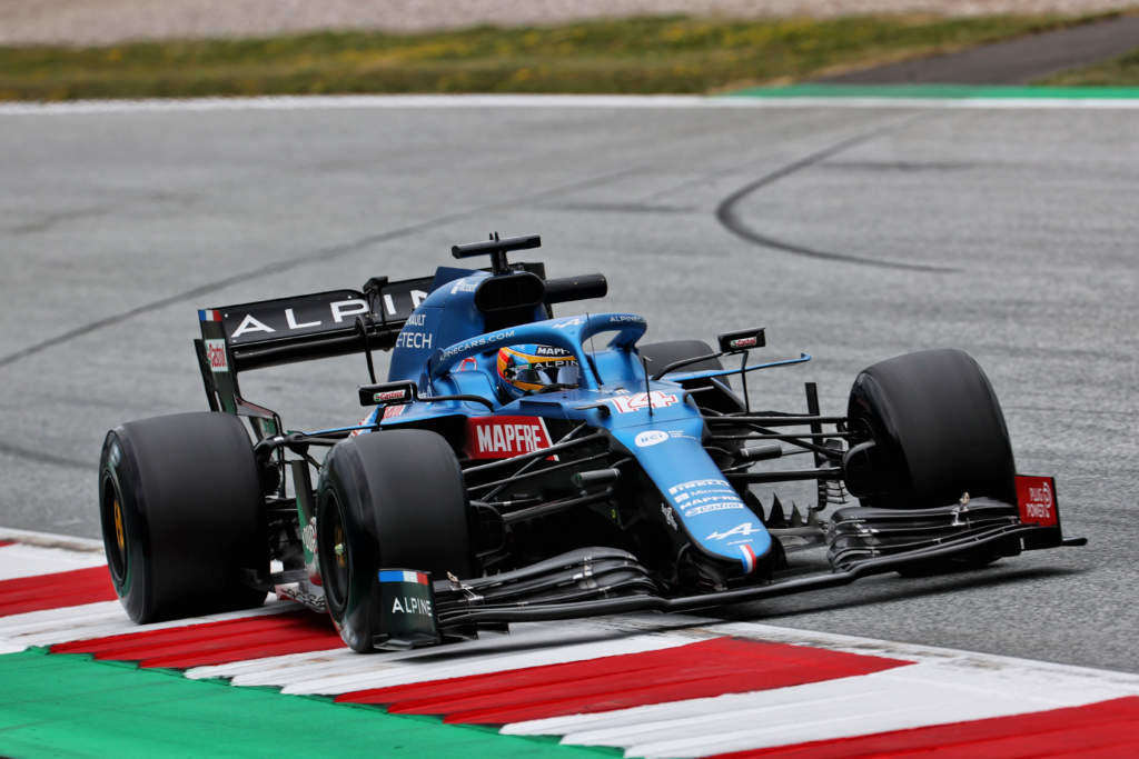 Fernando Alonso Alpine Austrian Grand Prix practice prototype tyres