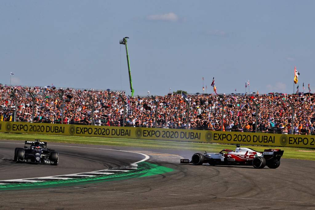 Kimi Raikkonen spin after Sergio Perez collision British Grand Prix Silverstone 2021