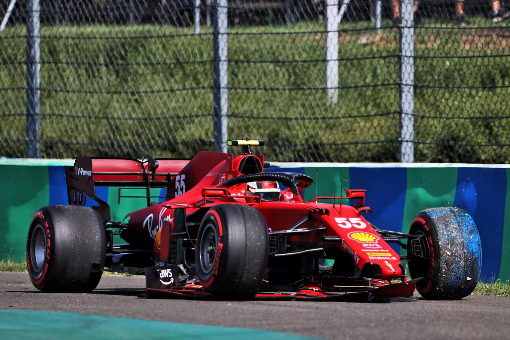 Carlos Sainz Ferrari F1 crash Hungarian GP