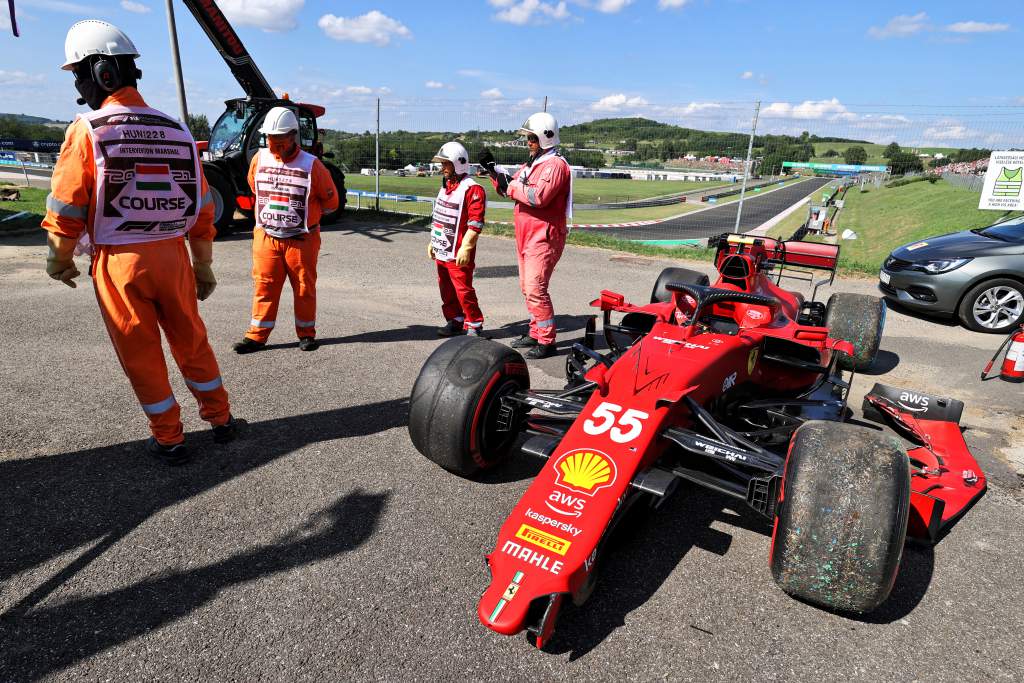 Carlos Sainz Ferrari F1 crash Hungarian GP