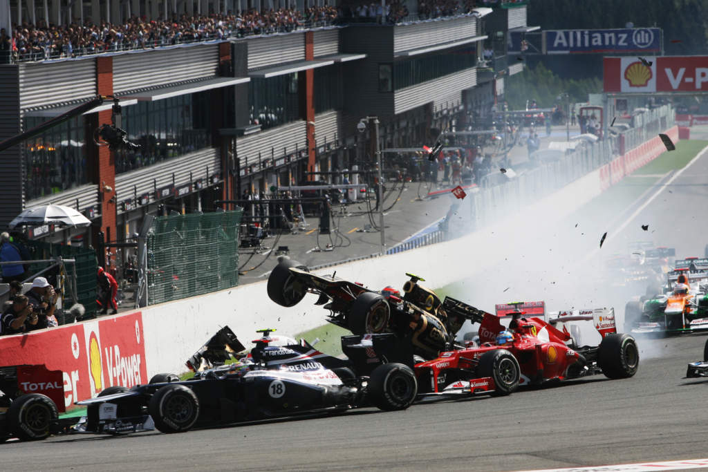 Romain Grosjean Belgian Grand Prix start crash 2012