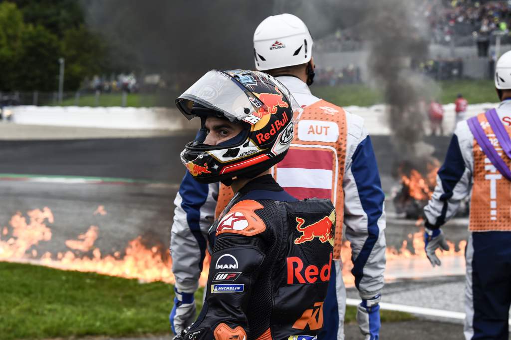 Dani Pedrosa crash fire